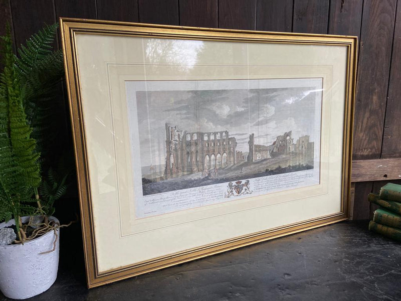 Gold Framed Picture of Castle and MonasteryVintage FrogVintage Item