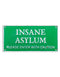 Green and White Cast Iron "Insane Asylum" Wall SignVintage Frog M/RDecor