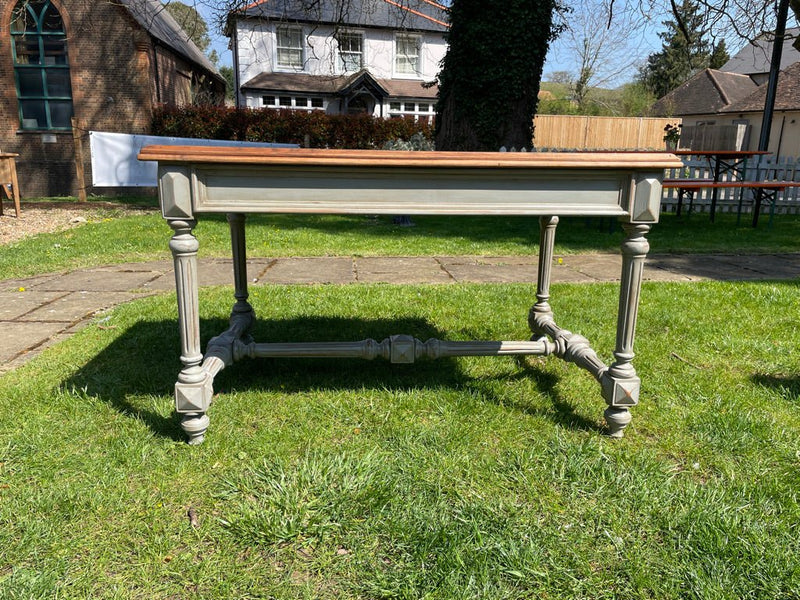 Grey Painted Victorian Large Hall Table With Two DrawersVintage Frog