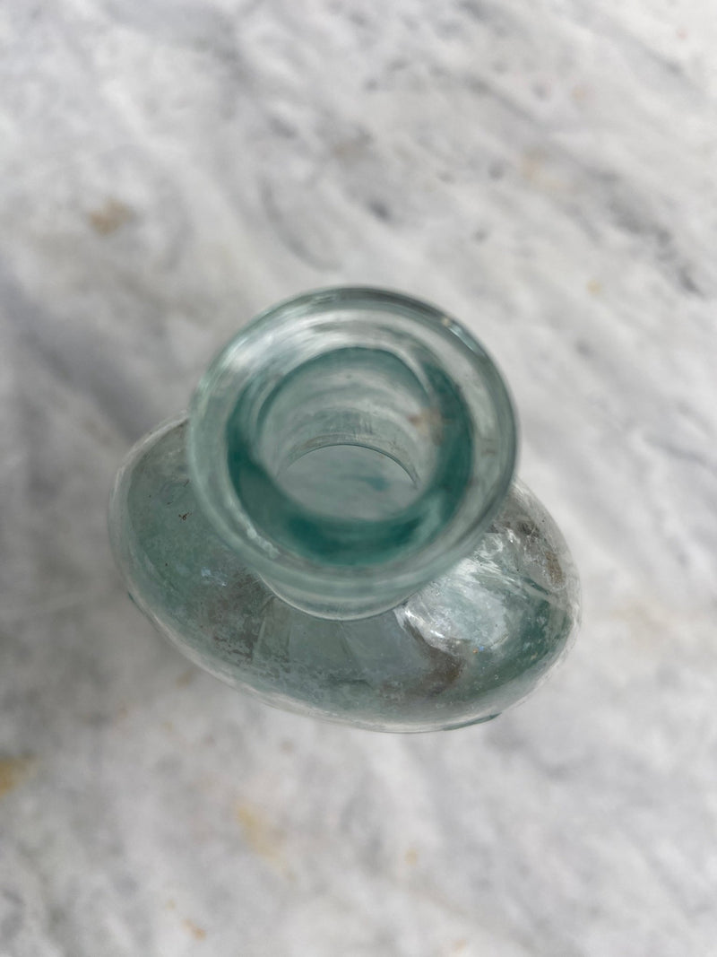 G.W. Worfolk Chemist, Ilkley Antique Aqua Blue Glass Bottle - Vintage Glass BottleVintage FrogBottle