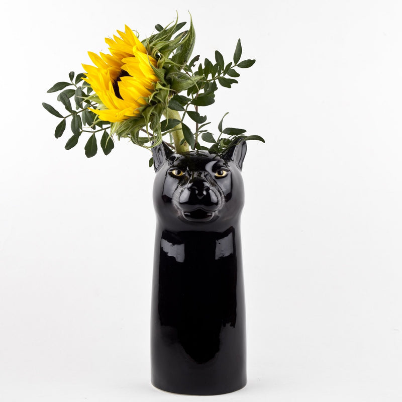 Hand-painted Black Panther Figure Large Flower VaseQuail CeramicsVase