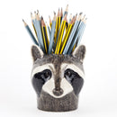 Hand-Painted Ceramic Raccoon Figure Pencil Pot VaseQuail CeramicsVase