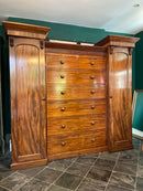 Large Victorian Mahogany Compactum Wardrobe & Central Drawers