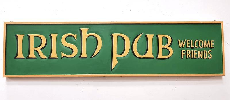 "Irish Pub" Wooden Sign Wall ArtVintage Frog W/B