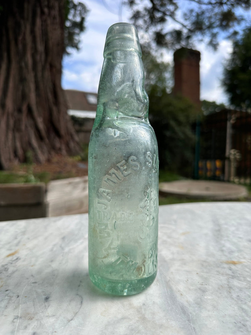 James Simpson Antique Aqua Blue Bottle - Vintage Glass BottleVintage FrogBottle