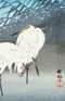 Japanese White Wading Birds, Print of Vintage Illustrated Japanese Birds- 1900s Artwork Print. Framed Wall Art PictureVintage Frog T/APictures & Prints