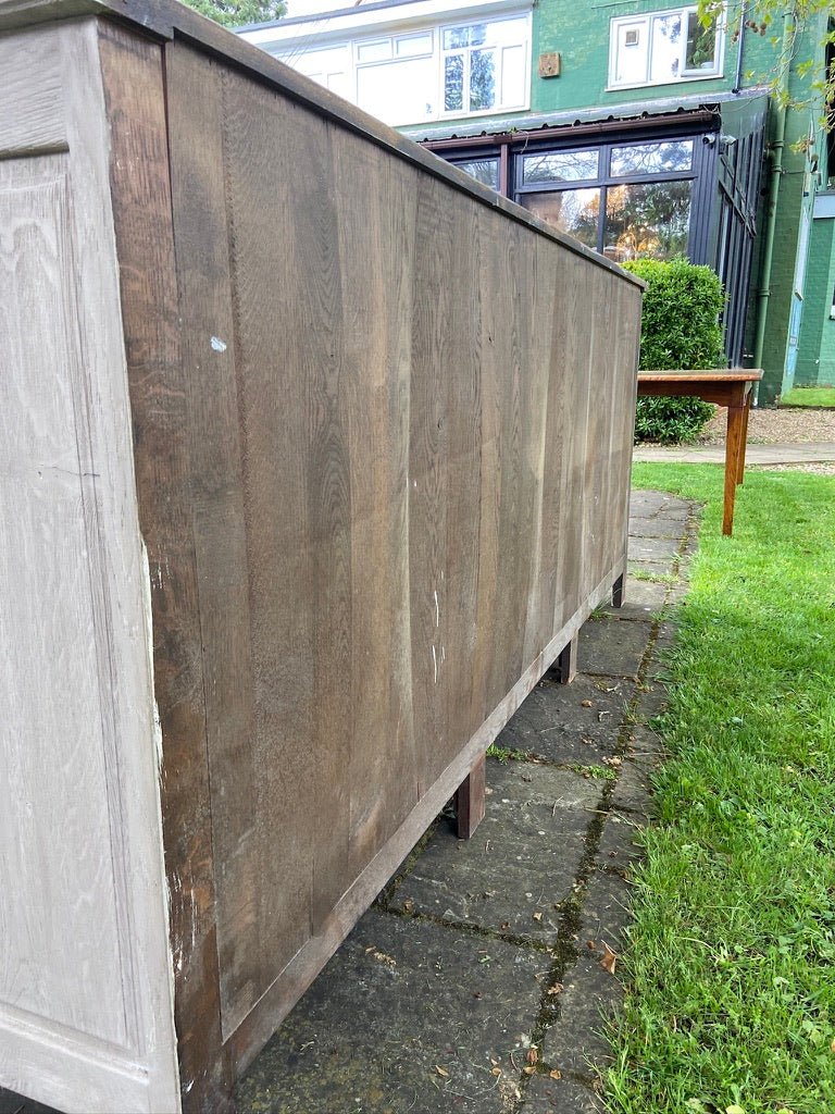 Large 260cm French Sand Blasted Open Grain Oak Grey Painted SideboardVintage FrogFurniture