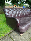 Large 4 Seater Dark Brown Chesterfield Style Traditional Leather SofaVintage Frog
