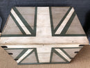 Large Blanket Chest Storage Trunk With Union Jack Style Pattern To Top And FrontVintage FrogVintage Item