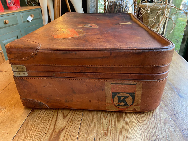 Large Leather Dickens & Jones SuitcaseVintage Frog