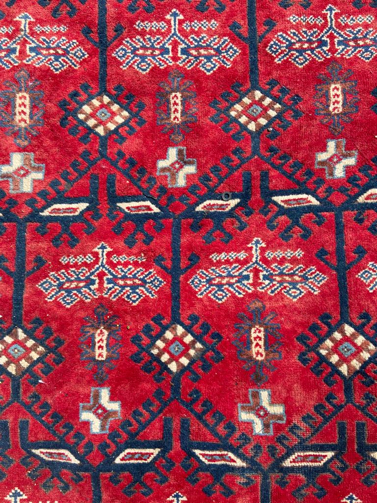 Large Vintage Woollen Floor Rug, Red and Blue.Vintage FrogFurniture