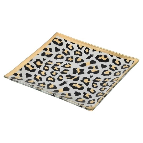 Leopard Spot Pattern Glass Trinket Dish Jewellery TrayVintage Frog C/HDecor