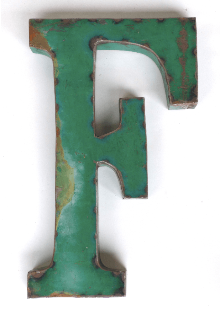 Letter "F" Made From A Vintage Oil DrumVintage Frog W/BDecor
