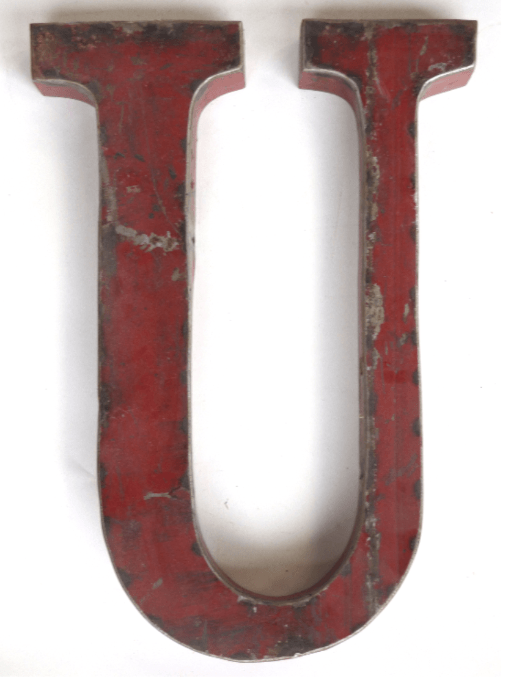 Letter "U" Made From A Vintage Oil DrumVintage Frog W/BDecor