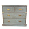 Light Green Painted & Patinated Campaign Style Pine Chest of DrawersVintage Frog