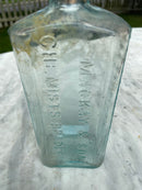 Mackay & Son Chemists Bradford Antique Aqua Blue Glass Bottle - Vintage Glass BottleVintage FrogBottle
