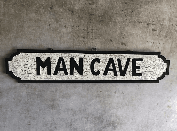 "Man Cave" Wooden Street SignVintage Frog W/B