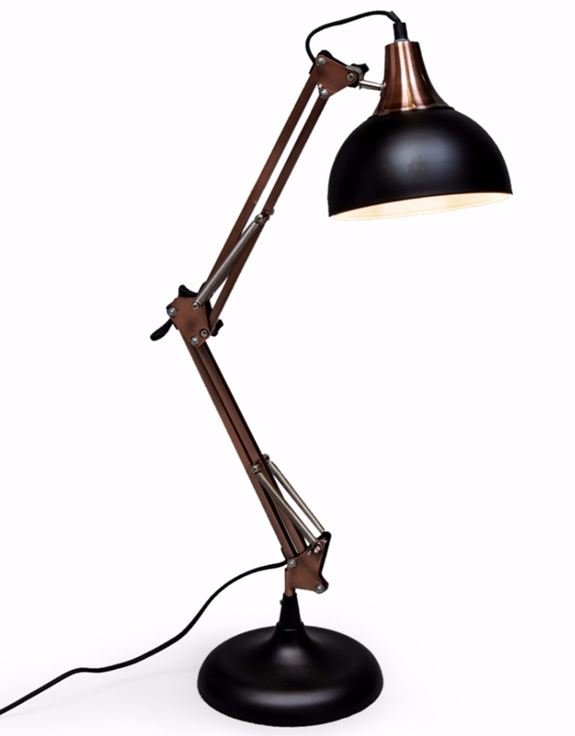 Matt Black and Vintage Copper Adjustable Desk LampVintage Frog M/RLighting