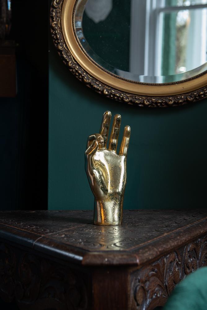 Metallic Gold Coloured OK Hand Gesture Figure OrnamentVintage FrogBrand New