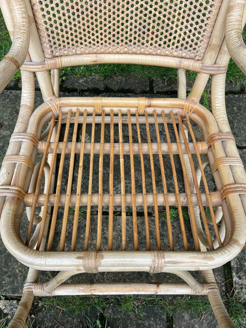 Mid 20th Century Bamboo Rocking Chair WIth Cane BackVintage Frog