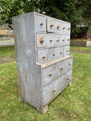 Multi Drawer Bank of Drawers. Distressed Grey ColourVintage Frog