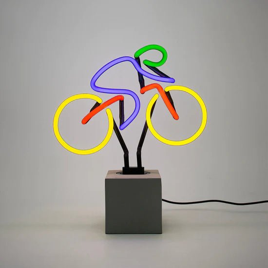 Neon Bike Multi-Colour Sign On Concrete Base - Neon LightVintage Frog L/M