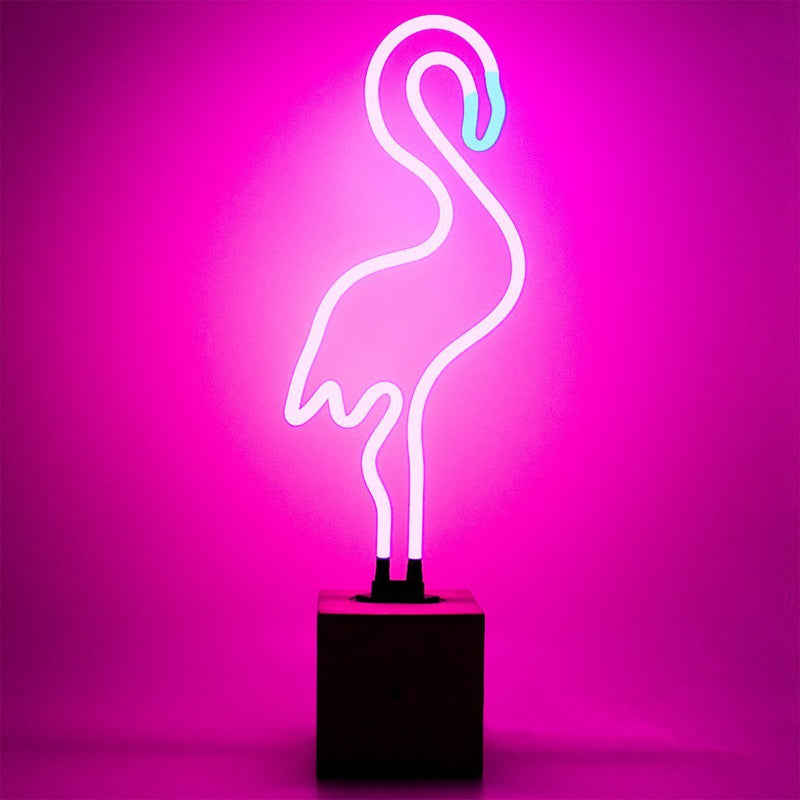 Neon Flamingo Sign On Concrete Base - Neon LightVintage Frog L/MLighting