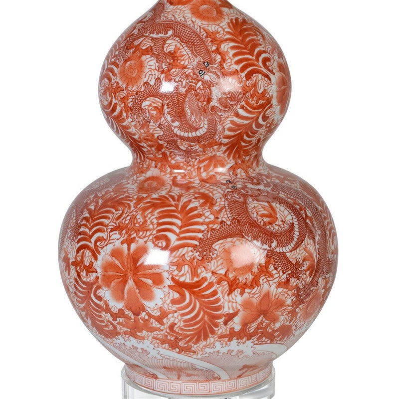 Orange Bulbous Patterned Table Lamp with ShadeVintage Frog C/H