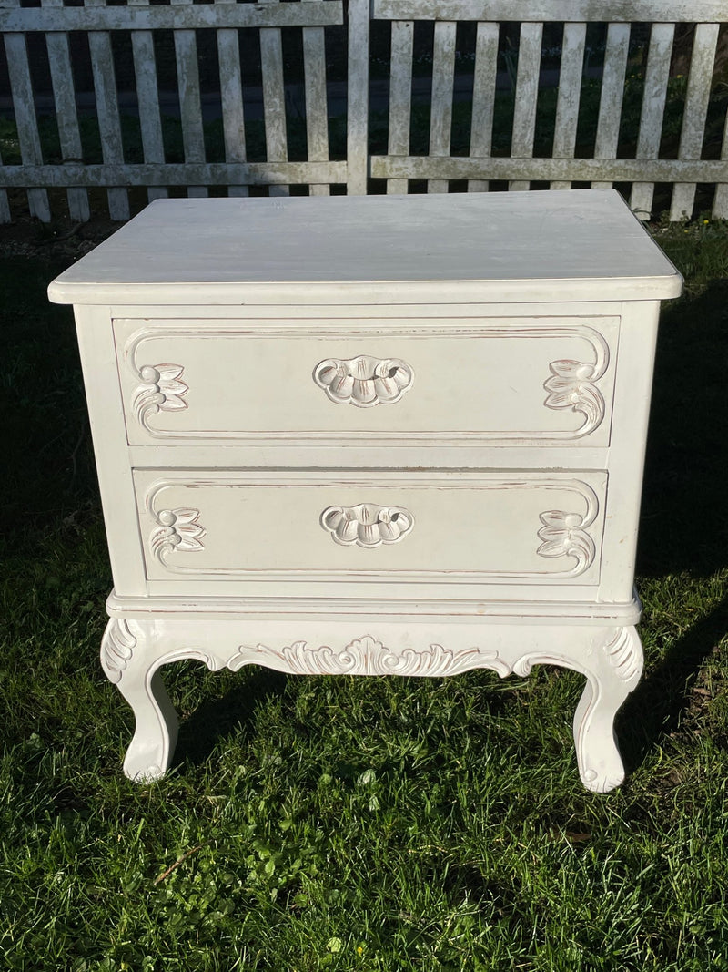 Oriental Style White Painted Bedside CabinetVintage Frog