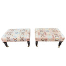 Pair of George Smith Kilim Pattern Signature Stool Ottomans on Brass Caster WheelsVintage Frog