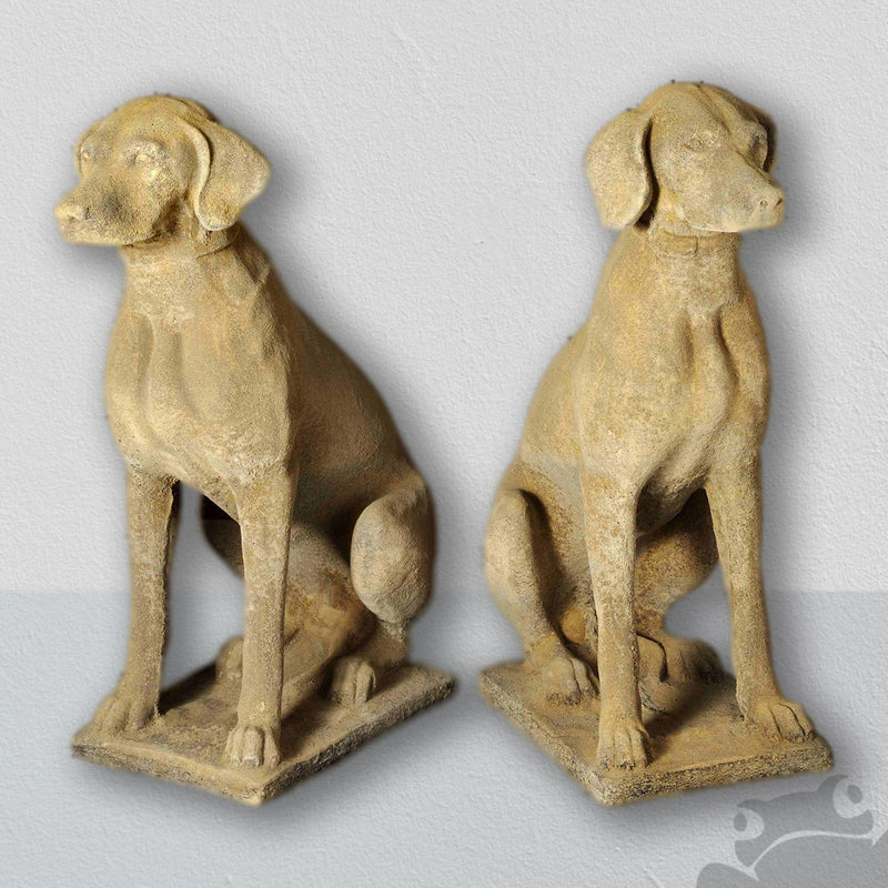 Pair of Hunting Dog Statues - Stone Garden DecorVintage Frog E/G/SGarden Decor
