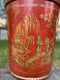 Pair of Red Lacquered Chinese Drum Side Table Cabinets With Hand Painted Chinoiserie DetailingVintage FrogFurniture