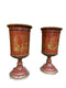 Pair of Red Lacquered Chinese Drum Side Table Cabinets With Hand Painted Chinoiserie DetailingVintage FrogFurniture