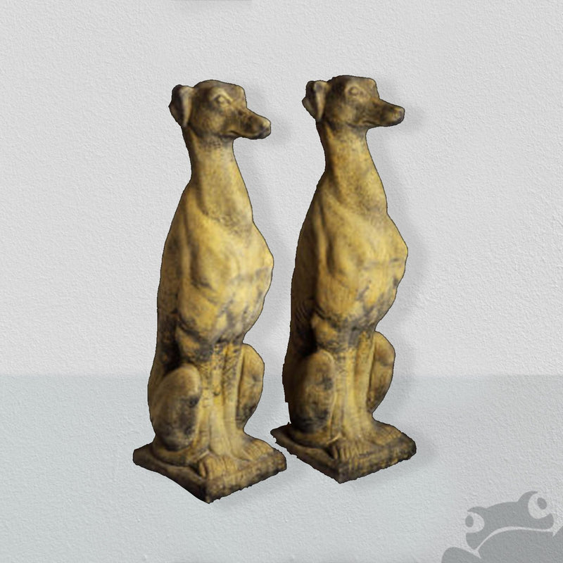 Pair of Small Greyhounds - Stone Garden DecorVintage Frog E/G/SGarden Decor