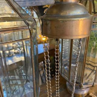 Pair of Vintage Beveled Glass Lanterns With Brass FramesVintage FrogVintage Item