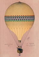 Pink Tricolore Hot Air Balloon Illustration Print On Canvas, Wall Hanging Decor PictureVintage FrogPictures & Prints