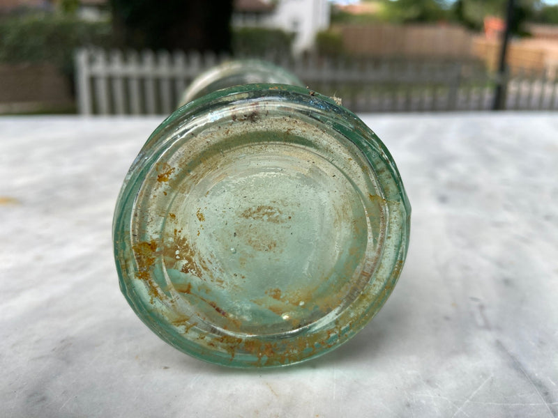 Plain numbered: 121415 Antique Aqua Blue Glass Bottle - Vintage Glass BottleVintage FrogBottle