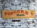 "Popcorn Place" Wooden Sign Wall ArtVintage Frog W/B