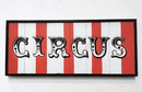 Red and White Striped "Circus" Wooden Sign Wall ArtVintage Frog W/B