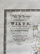 Reproduction Framed Print Of a Map of WiltshireVintage Frog