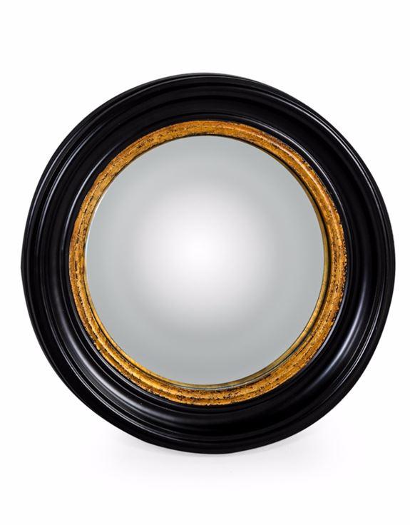 Round Black and Antique Effect Gold Round Convex Wall MirrorVintage FrogMirror