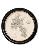 Round Framed County Maps of England Print Picture - Referenced from Antique 1806 Cartography ArtworkVintage Frog T/APictures & Prints