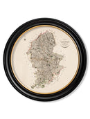 Round Framed County Maps of England Print Picture - Referenced from Antique 1806 Cartography ArtworkVintage Frog T/APictures & Prints