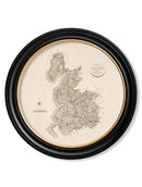 Round Framed County Maps of England Print Picture - Referenced from Antique 1806 Cartography ArtworkVintage Frog T/APictures & Prints