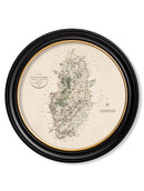 Round Framed County Maps of England Print Picture - Referenced from Antique 1806 Cartography ArtworkVintage Frog T/APictures & Prints