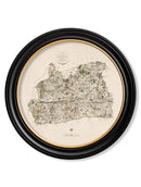 Round Framed County Maps of England Print Picture - Referenced from Antique 1806 Cartography ArtworkVintage Frog T/APictures & Prints