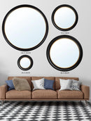 Round Wall Hanging Mirror With Black and Gold Circular Frame - Available in 4 SizesVintage Frog T/APictures & Prints