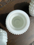 Set of 3 Vintage White Milk Glass Hobnail Small Bottle VasesVintage Frog
