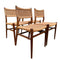 Set of 4 Mid Century Teak Danish Style Dining Chairs With Cord Seats and BacksVintage Frog