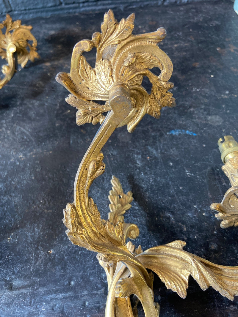 Set of Four 20th Century French Rocaille Style Brass Wall Light SconcesVintage FrogFurniture